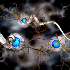 Nerve cells, Neuron, Neurologic Disease, tumors, brain surgery. 3d Illustration - 666425036