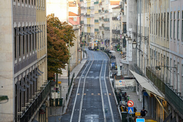 Fototapeta premium street in Lisbon without road traffic. detail.