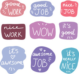 Collection of reward stickers for teachers and kids. Hand drawn vector drawings.