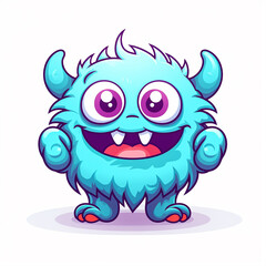 Fototapeta premium 2d cute cartoon spirit type monster, 2d cartoon with sharp outlines on White Background