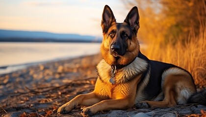 german shepherd dog - obrazy, fototapety, plakaty