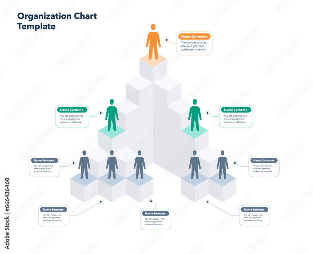 Poster Organization hierarchy chart template with place for your content. Can be used for your website or presentation.