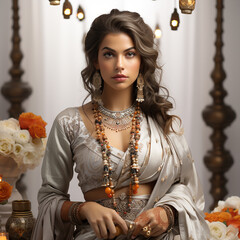 Digital Girl influencer diwali look, white background