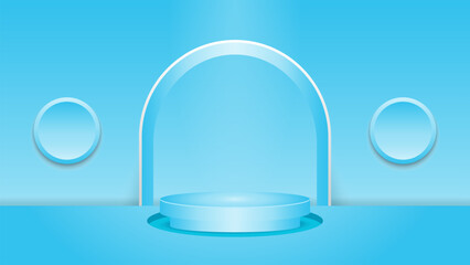 elegant gradient white and  blue  podium design