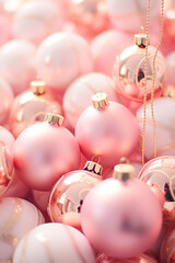 Christmas balls decor pink. Generative AI,