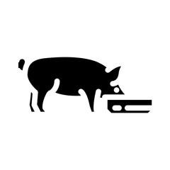 pig feeding farm glyph icon vector. pig feeding farm sign. isolated symbol illustration