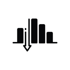 Black solid icon for down