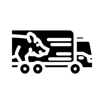 pig transport truck glyph icon vector. pig transport truck sign. isolated symbol illustration