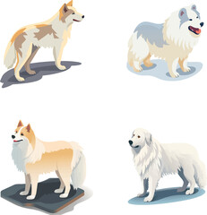 Goberian dog  collection in many action. Graphic resource about set for vector