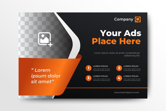 Business ad banner with space for image. vector
