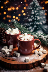 Obraz na płótnie Canvas Christmas cup of cocoa with marshmallows. Generative AI,