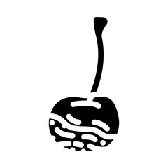 cherry rotten food glyph icon vector. cherry rotten food sign. isolated symbol illustration
