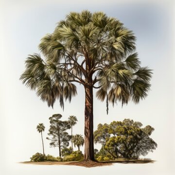 Photorealistic Eucalyptus Sabal Palm Image ,Hd, On White Background