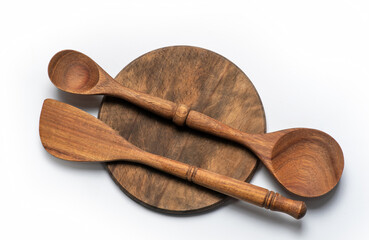 Vintage kitchen set - wooden board and wooden spoons