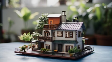 Miniature real estate house for sale, Generative AI Illustration