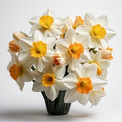 Fototapeta premium Spring Flowers Narcissus ,Hd, On White Background