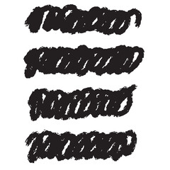 Black marker strokes and squiggles. Hand drawn vector doodles. Ink highlighter marker strokes. Curly smears, childish scribbled shapes.
