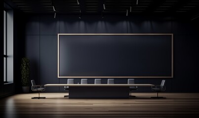 Clean and Modern White Conference Room with Minimalist Design, Copy Space