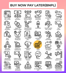 Buy now pay later (BNPL) line icons