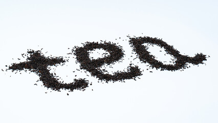 Isolated tea lettering on a white background. Advertising concept