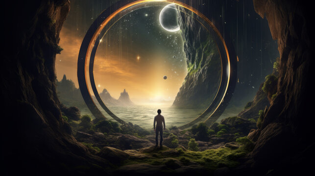 Glimpse of another world. A moment in surrealistic land, view