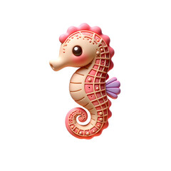A seahorse with intricate patterns in vibrant colors