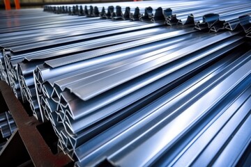 close-up of the steel sheets used for making convertible roofs - obrazy, fototapety, plakaty