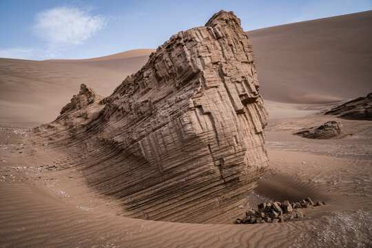 View of a Kalut Yardang Sandstone in the Dasht- e Lut Desert in Iran.