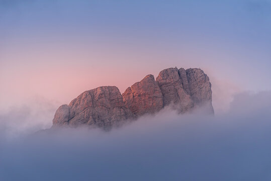 View of Swiss mountain peaks in Walensee, Switzerland.