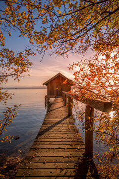Stegen am Ammersee, Bavaria, Germany - 27 October 2021: View of the lake house.