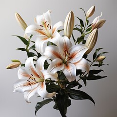 Fototapeta na wymiar View Beautiful Blooming Lily Flower ,Hd, On White Background
