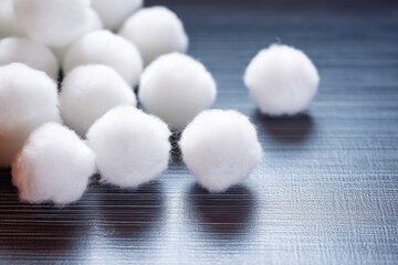 fluffy cotton balls against the denim background for contrast