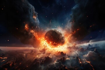 Obraz premium Cosmic Armageddon, Judgment Day of Planet Earth