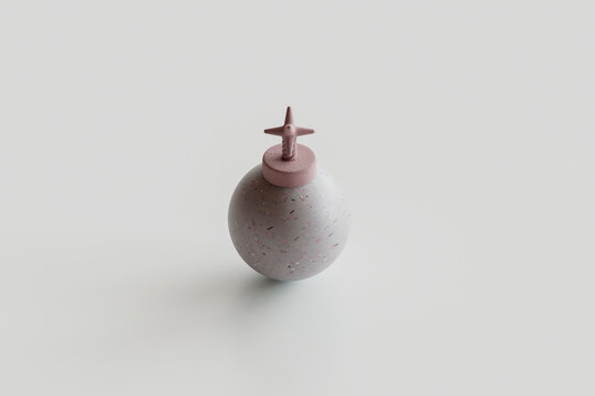 3d render of pink bomb over white background