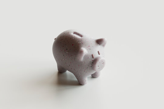 3d render of piggy bank over white background