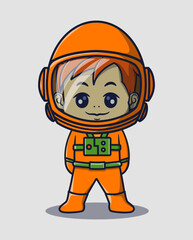 vector illustration of cute smile astronaut. science technology icon concept