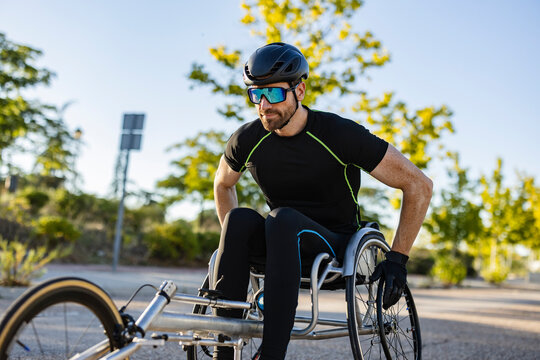 Determinant athlete in wheelchair for racing competition