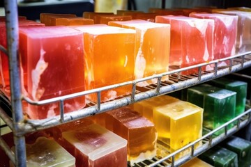 photo of soap curing on the rack
