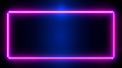 Glowing Neon Square Frame on Dark Background with Festive Christmas Decorations
