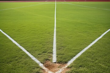 Obraz premium the chalk lines of a baseball field interconnecting bases