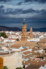 Panoramic view of the historical Andalusian city in Antequera, Spain