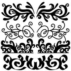 Set of ethnic motif. Collection of geometric ethnic elements. Ethnic ornaments. Aztec signs. Vector illustration,hand drawn style on a white background