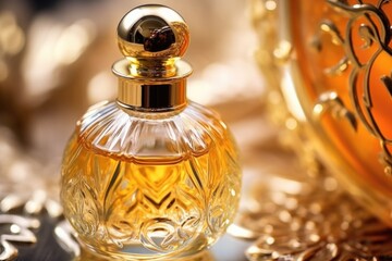 close-up of a perfume bottle being filled