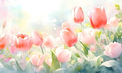 Obraz na płótnie Canvas tulips in spring garden, Generative AI