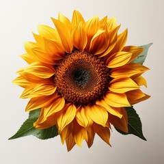 Naklejka premium Yellow Sunflower ,Hd, On White Background
