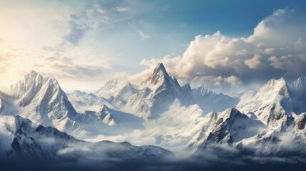 Fototapeta na wymiar Snow-covered mountain range. AI generated