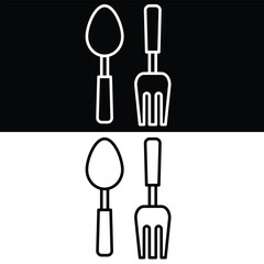 Spoon  Icon Vector , Black and White Version Design Template