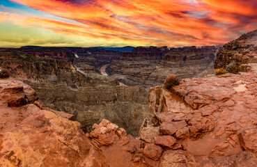 Fototapeta na wymiar The famous Guano viewpoint in the western region of the Grand Canyon of Colorado, in the state of Arizona in the United States of America, is a very touristic place to visit.