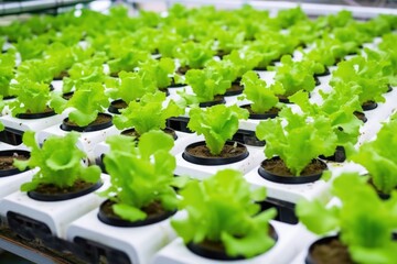 hydroponic system with lettuce growing in water