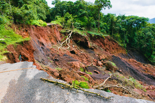 Dangerous landslide on the highway of Yellapur,Karnataka, India